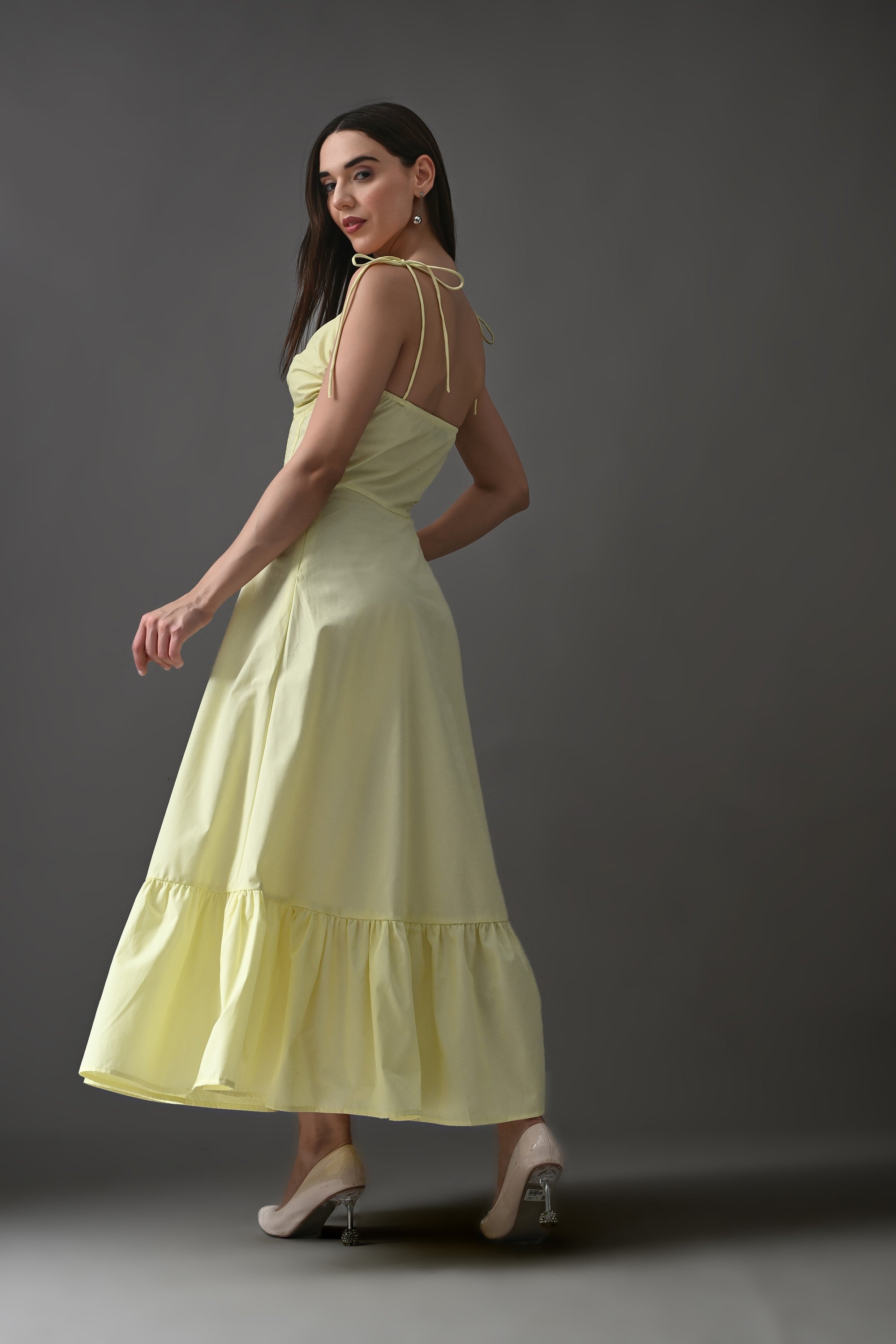 Yellow Tie Up Flare Dress Yellow Tie Up Flare Dress