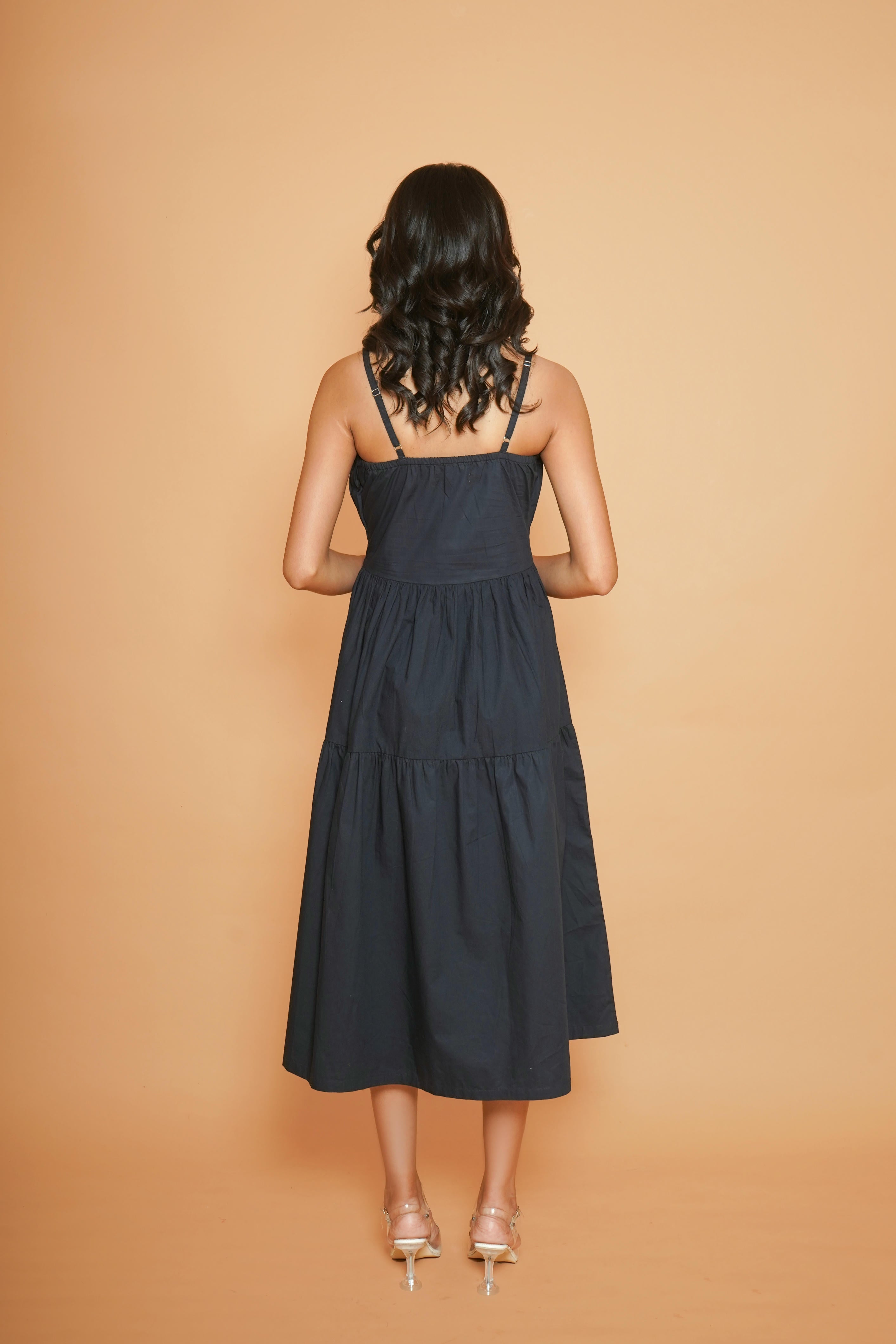 Dark Navy Blue Two - Tier Dress