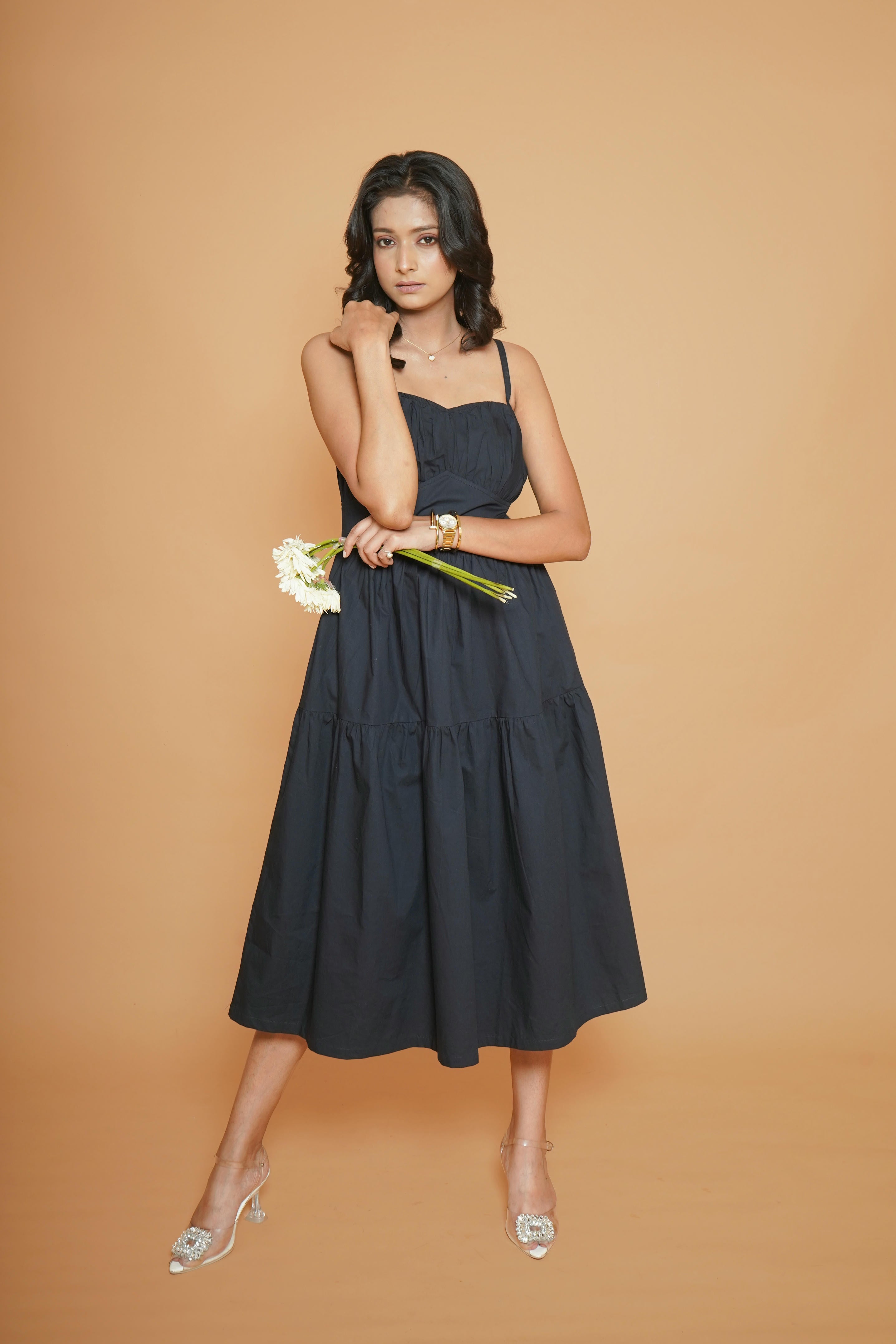 Dark Navy Blue Two - Tier Dress