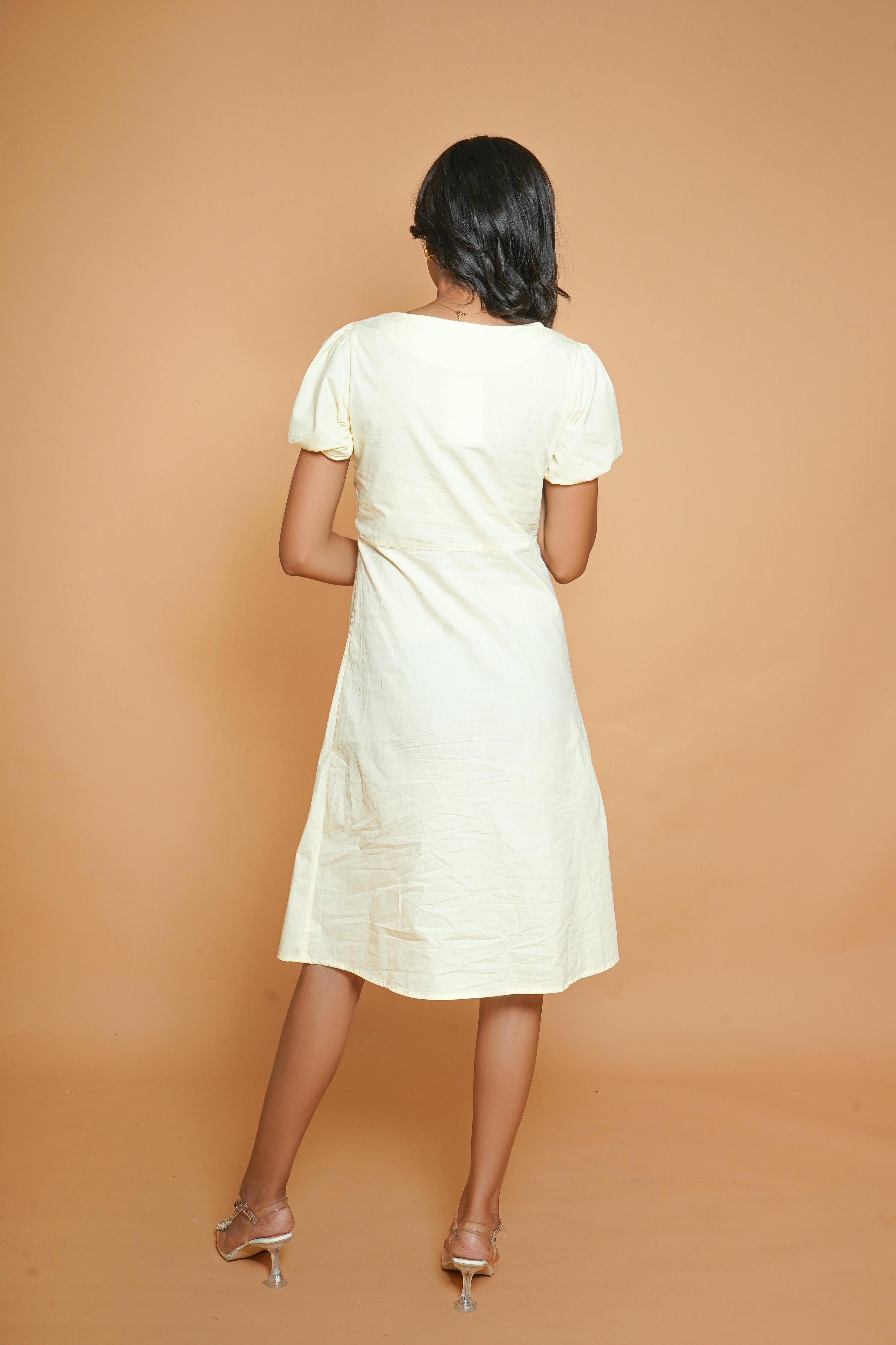 Cream Button Dress