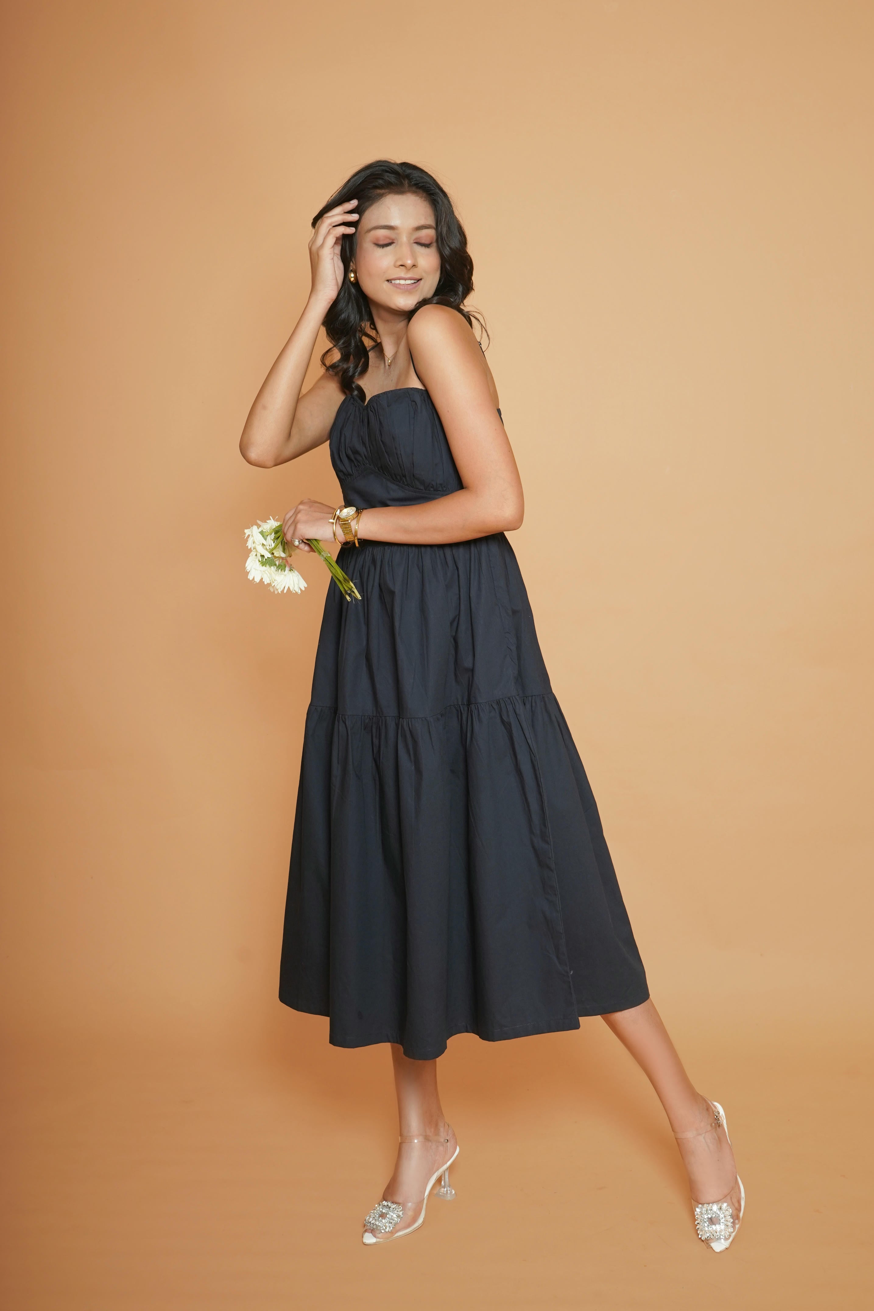 Dark Navy Blue Two - Tier Dress