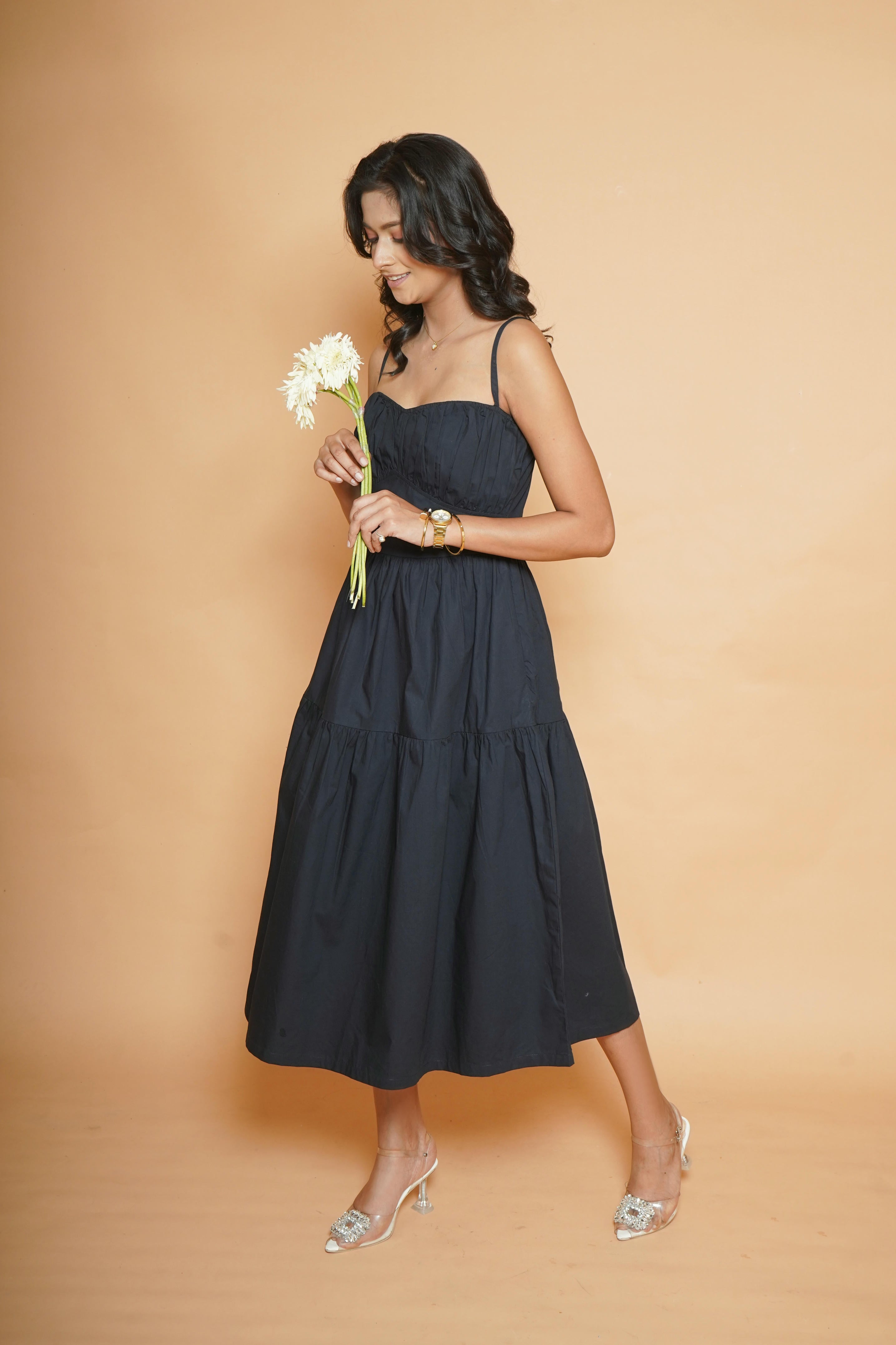 Dark Navy Blue Two - Tier Dress