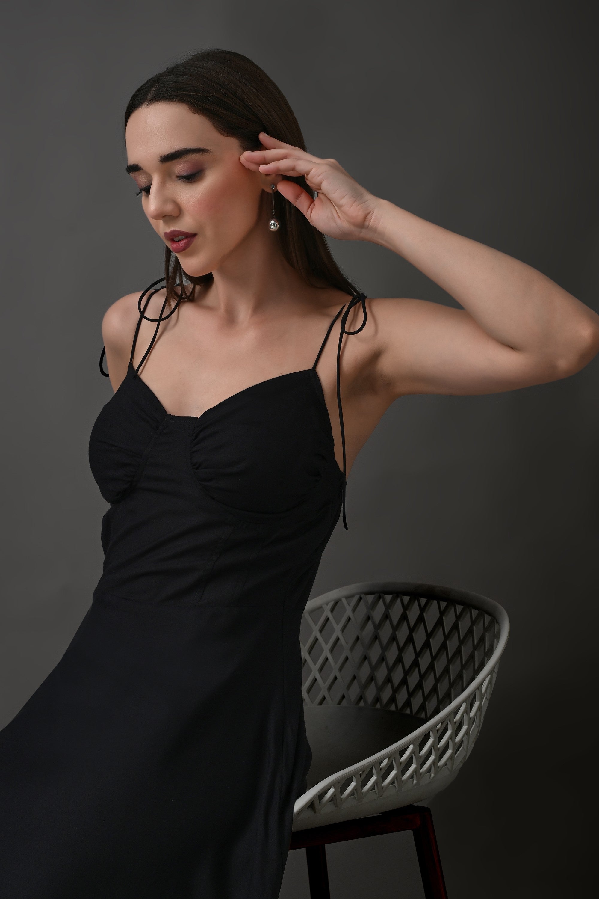 Black Tie Up Flare Dress – Sush Vogue