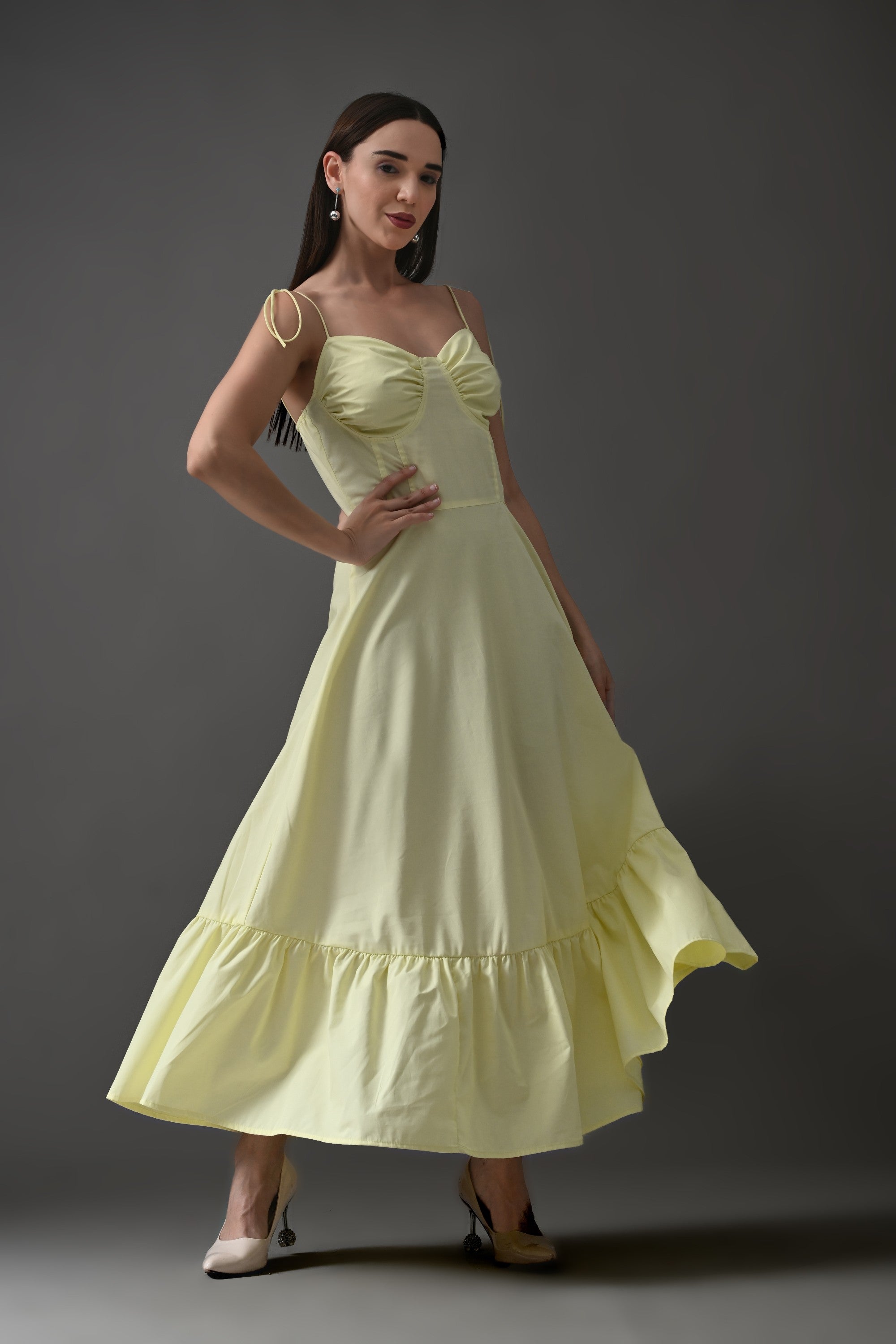 Yellow Tie Up Flare Dress Sush Vogue Yellow Tie Up Flare Dress Sush Vogue