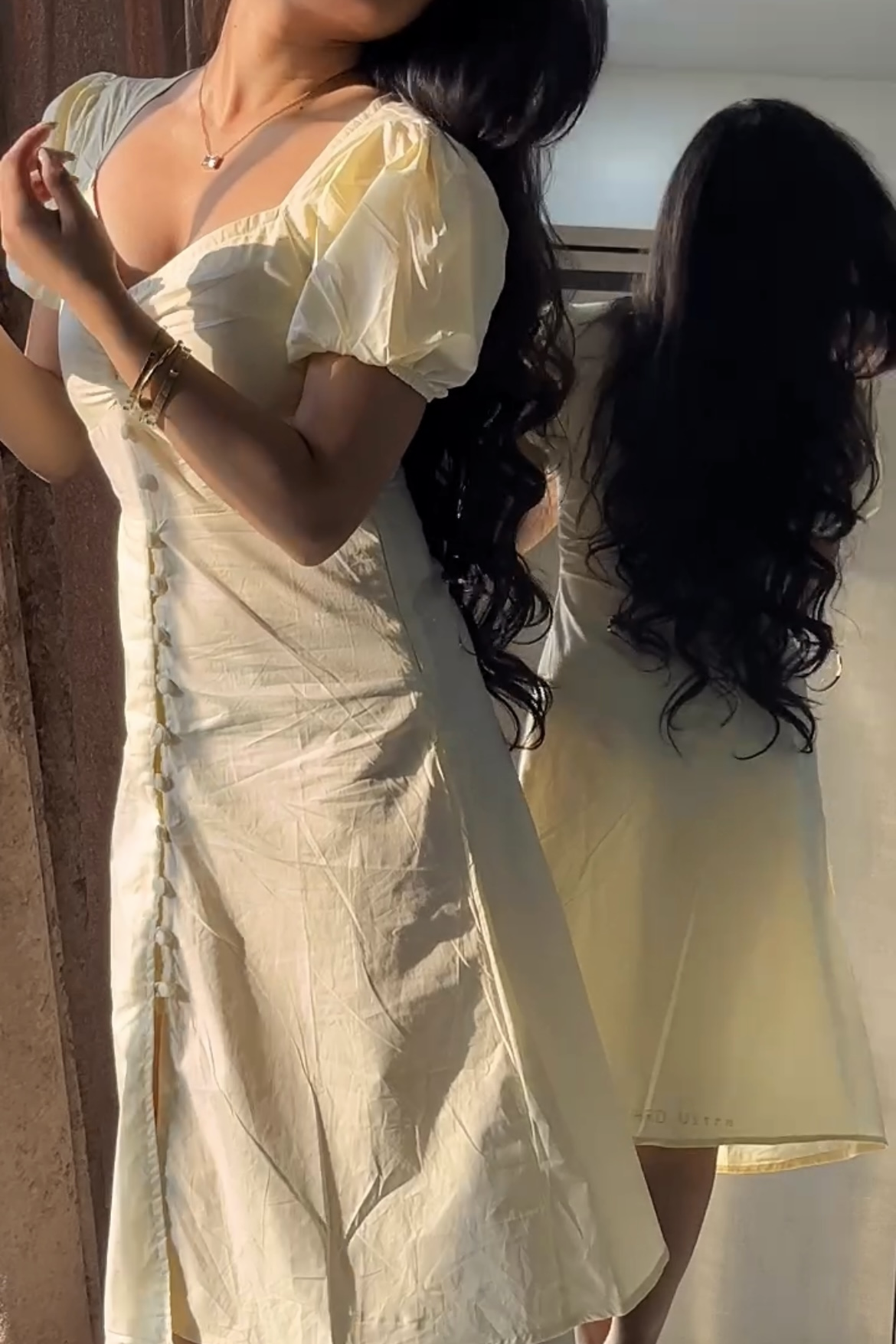 Cream Button Dress