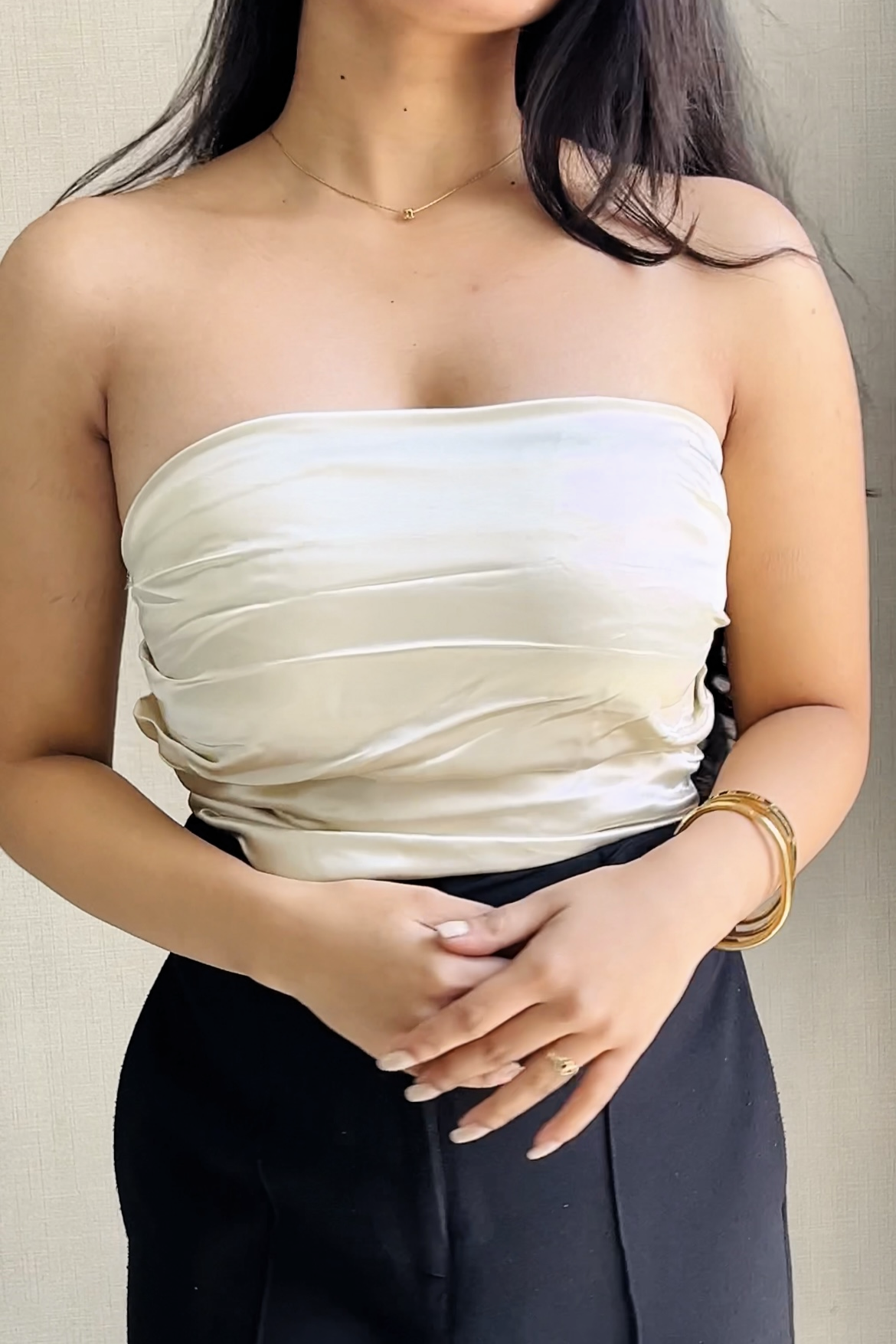 Cream Satin Top