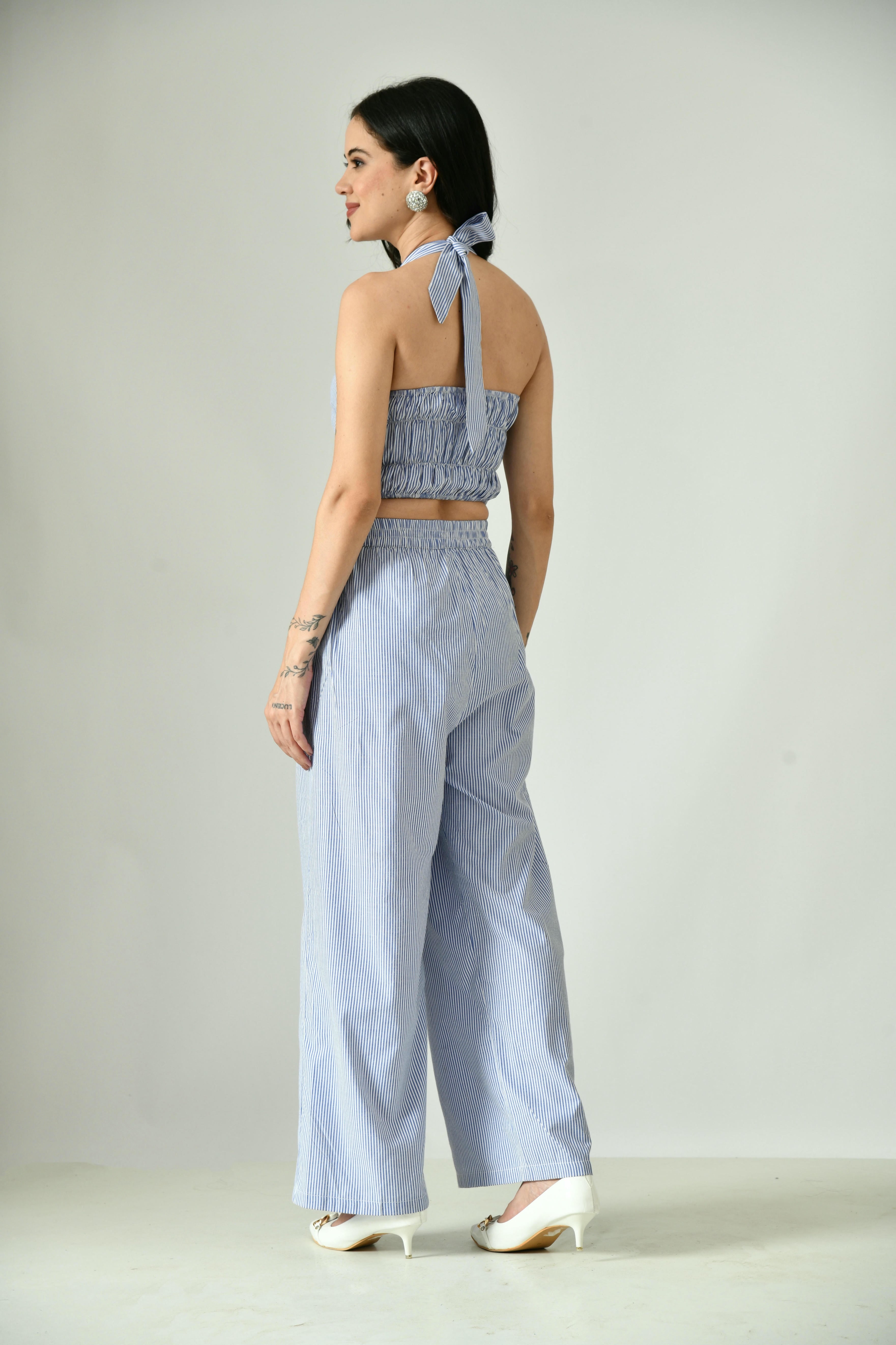 Blue striped coord set
